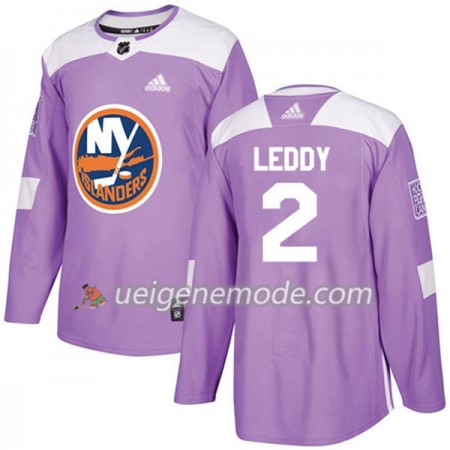 Herren Eishockey New York Islanders Trikot Nick Leddy 2 Adidas 2017-2018 Lila Fights Cancer Practice Authentic